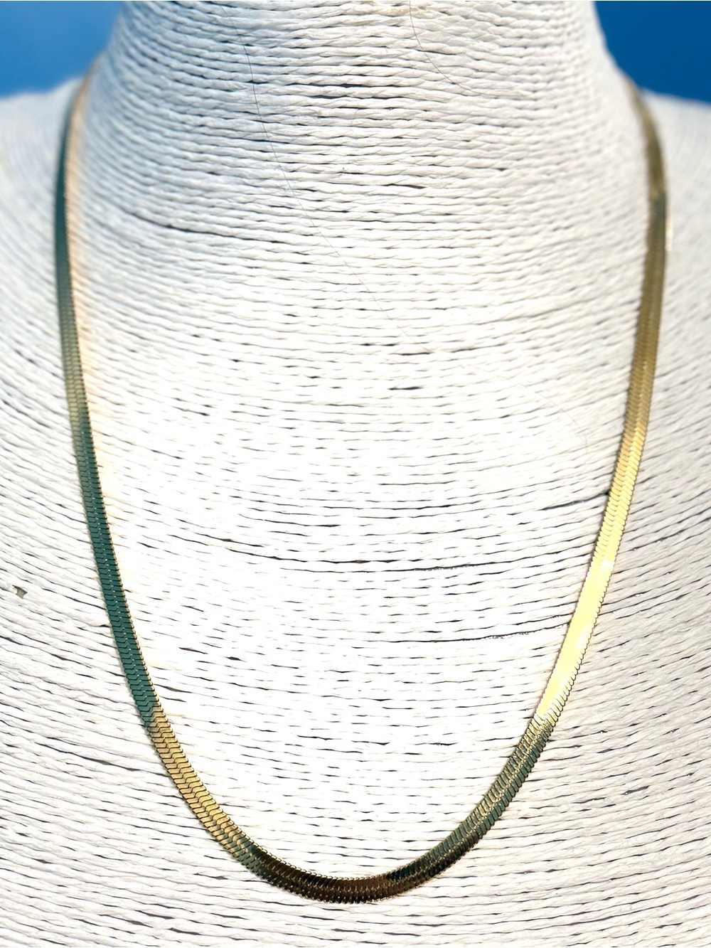 Gold PVD Stainless Steel 20” Herringbone Necklace - Elegant Women's Jewelry